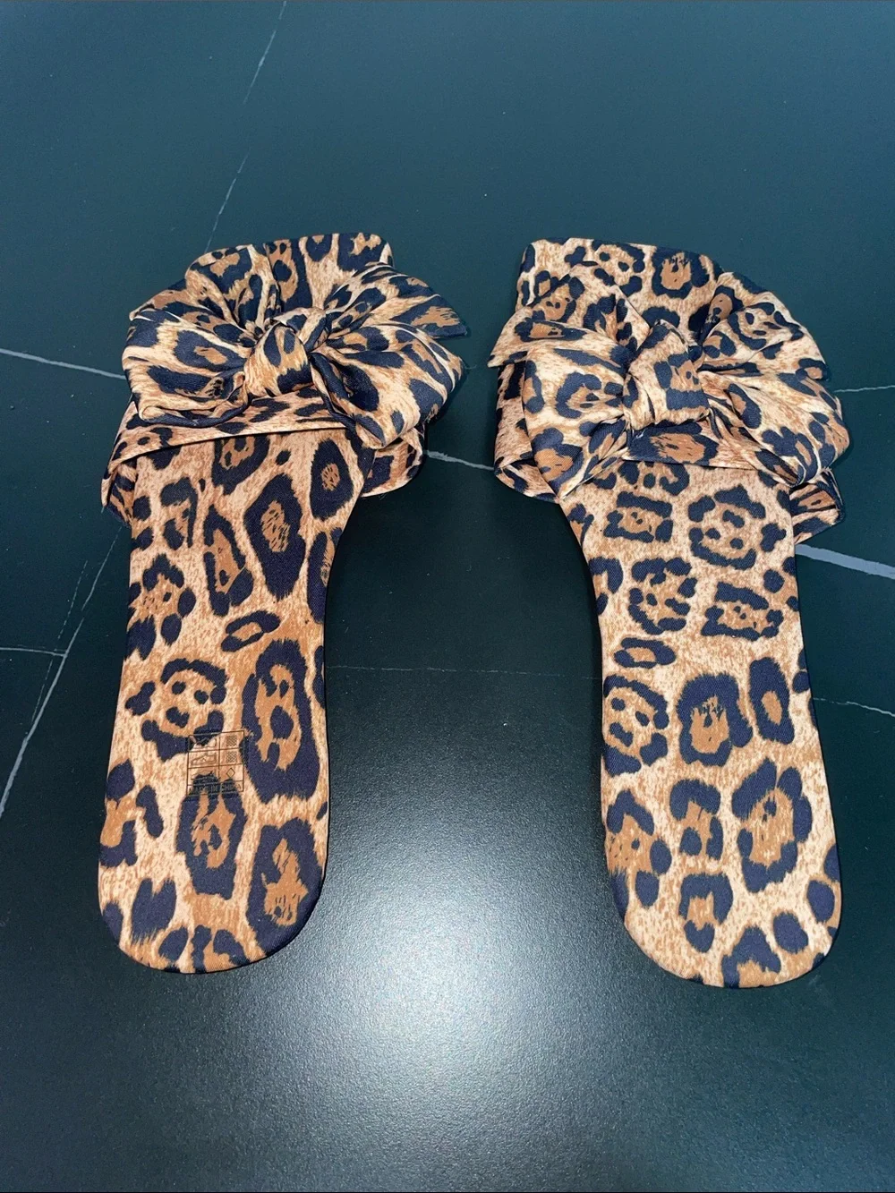 LEOPARD PRINT BOW STRAPPED SLIDES FTL-09-015